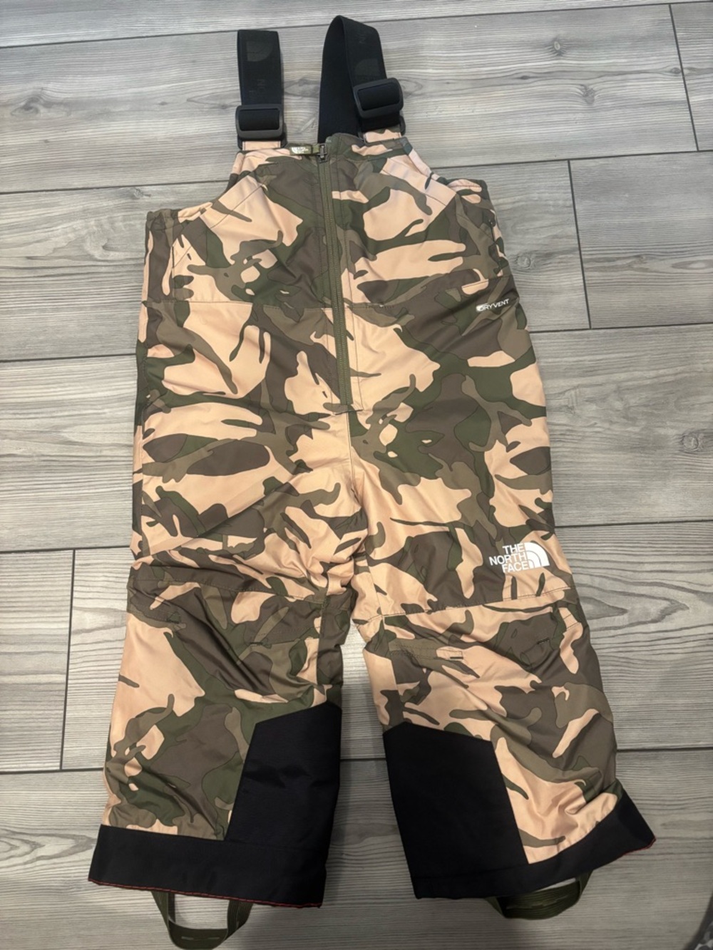 The North Face 4T Camo Snow Overalls - Green & Tan